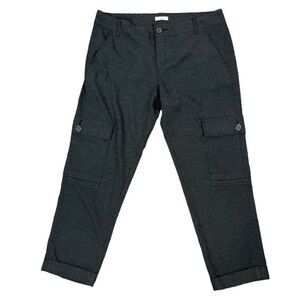 Joie Crop Carpenter Trousers Charcoal Cuffed Side and Flap Pocket Women's Size 6